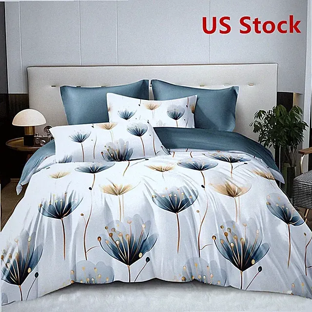 3PCS Blue White Duvet Cover Set Barfrey Bedding Set Fantasy With 2 Pillowcases