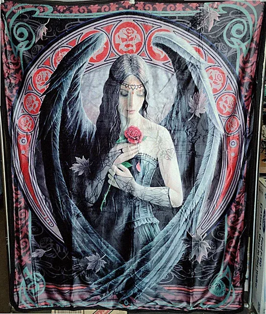 ANNE STOKES GOTHIC FAIRY ANGEL ROSE FANTASY THROW BLANKET SHERPA BACKING 50X60