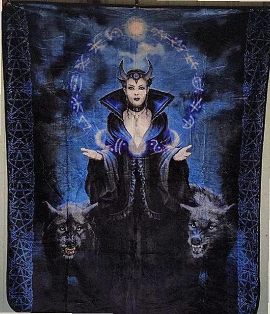ANNE STOKES MOON WITCH MAGIC MOON WOLF GOTHIC FANTASY QUEEN BLANKET BEDSPREAD