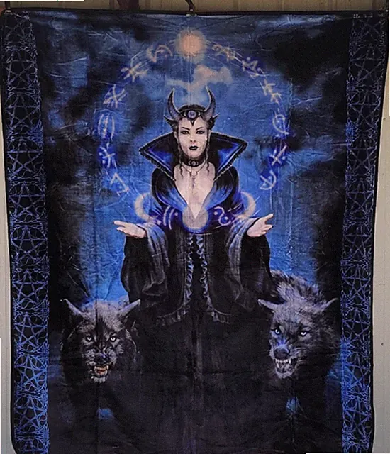 ANNE STOKES MOON WITCH MAGIC MOON WOLF GOTHIC FANTASY QUEEN SIZE BLANKET