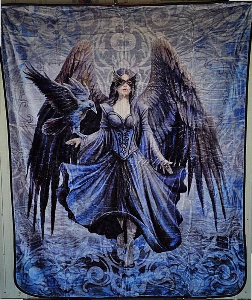 ANNE STOKES RAVEN DARK ANGEL FAIRY GOTHIC FANTASY BIRD QUEEN SIZE BLANKET