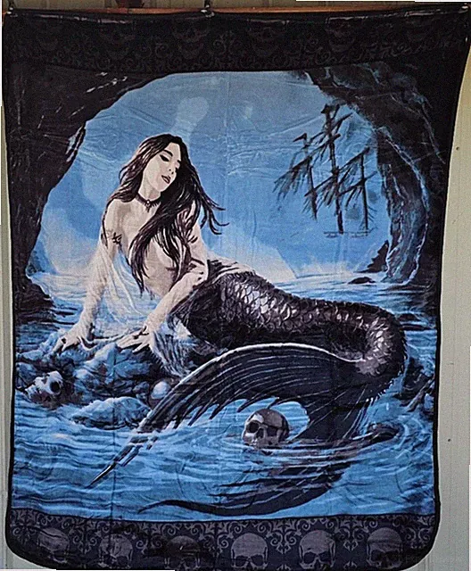 ANNE STOKES SIRENS LAMENT MERMAID GOTHIC FANTASY SKULL QUEEN BLANKET BEDSPREAD
