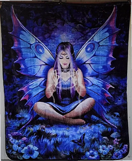 ANNE STOKES SPELL WEAVER FAIRY BUTTERFLY FLOWER FANTASY QUEEN BLANKET BEDSPREAD