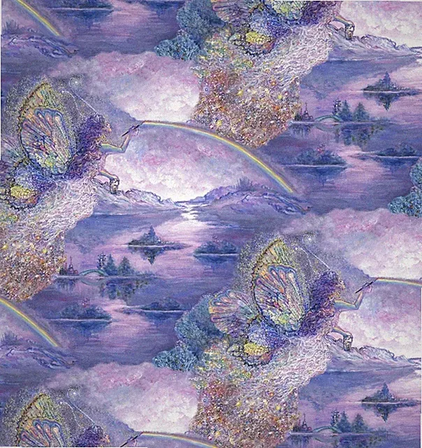 Astral Voyage By 3 Wishes Fantasy Rainbow Fairies Cotton Fabric by The Yard