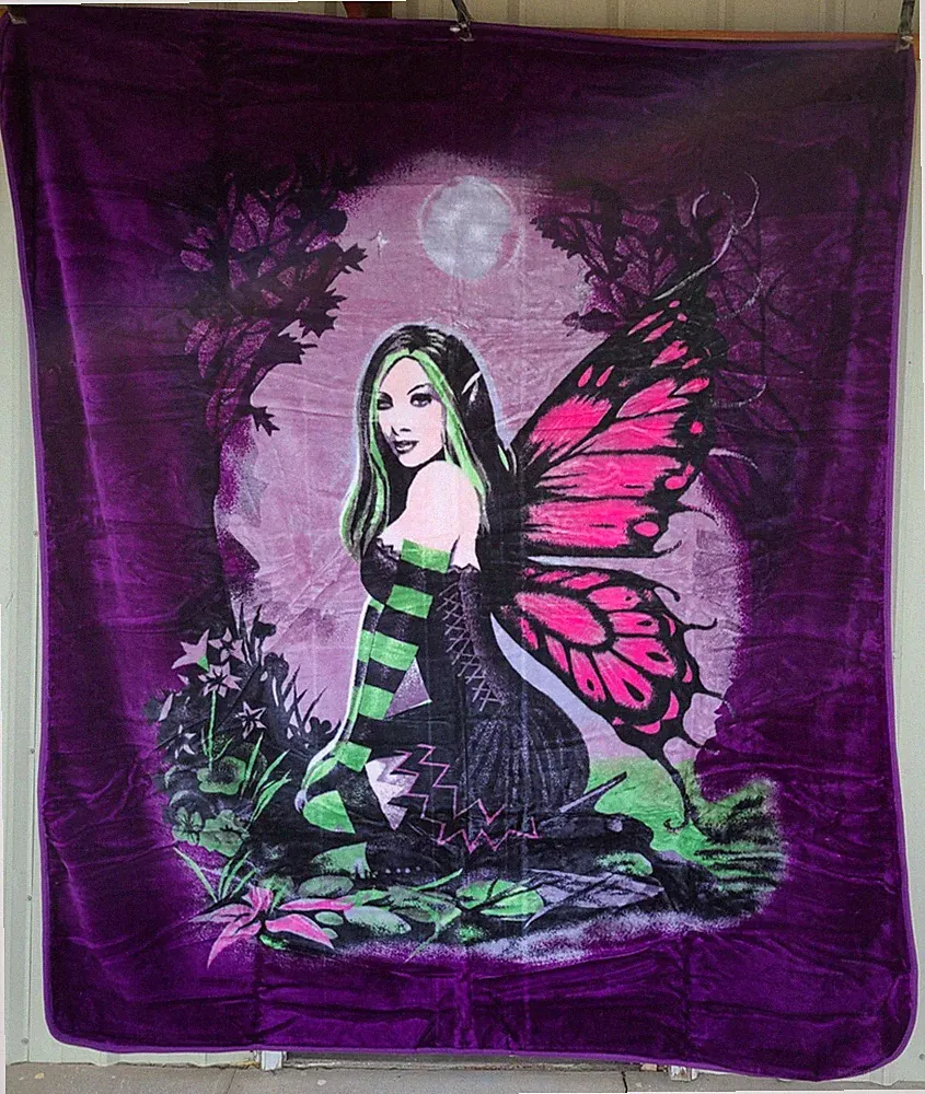 FAIRY MOON FANTASY MYTHICAL BUTTERFLY WINGS QUEEN SIZE BLANKET