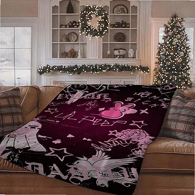 LilPeep Dark Fantasy Themed Blanket Suitable for All-Season Use - Soft Flannel