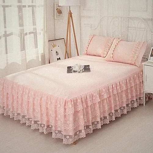 Lotus Leaf Lace Bed Skirts Princess Style Non-Slip Sheets Without Pillowcases