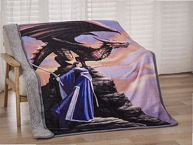 New Sentinel Dragon Anne Stokes Throw Gift Blanket Sherpa Fantasy Fairy Wall Art
