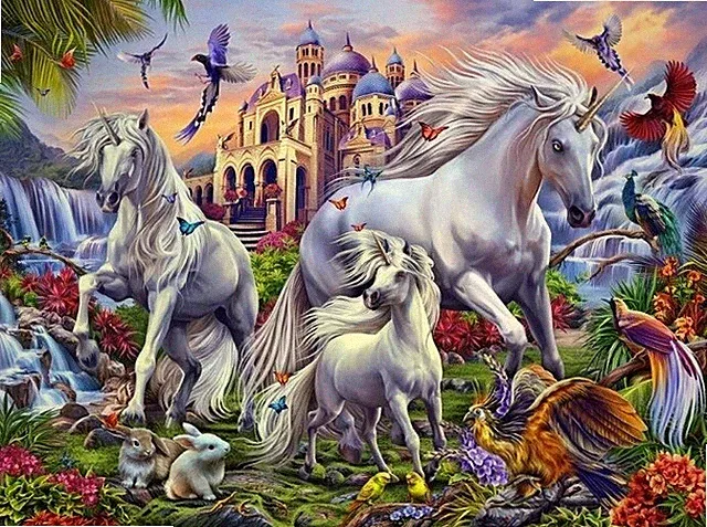 New Unicorn Fantasy Unicorns Throw Blanket Gift Plush Castle Rabbits Enchanted
