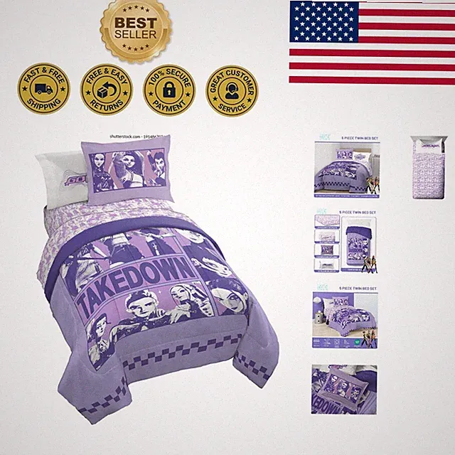 Officially Licensed Kpop Demon Hunters 5-Piece Twin Bed Set - Cozy Microfiber