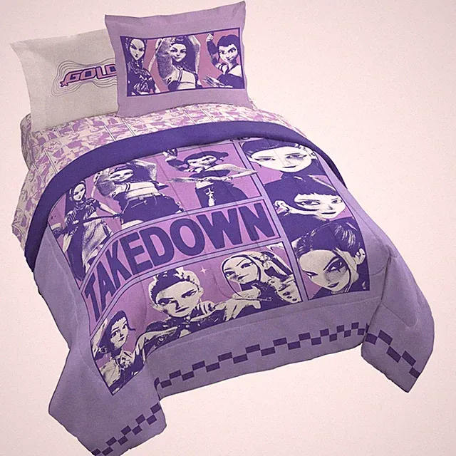 Stylish Kids Comforter Set - Purple Cartoon Pattern