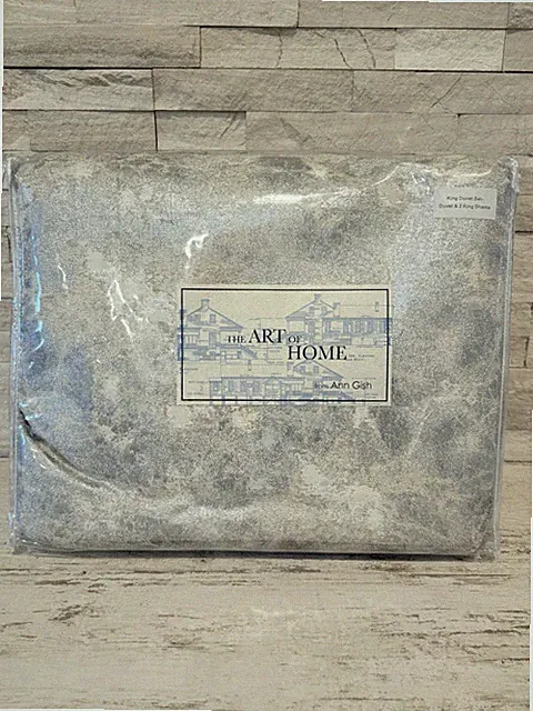 The Art Of Home Ann Gish King Duvet Set Terrazzo Silver New $525 W/Pillow Shams
